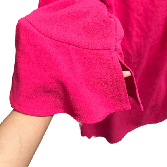 NINE WEST RUFFLED-SLEEVE SHIFT DRESS IN PINK PUNCH - Picture 3 of 6